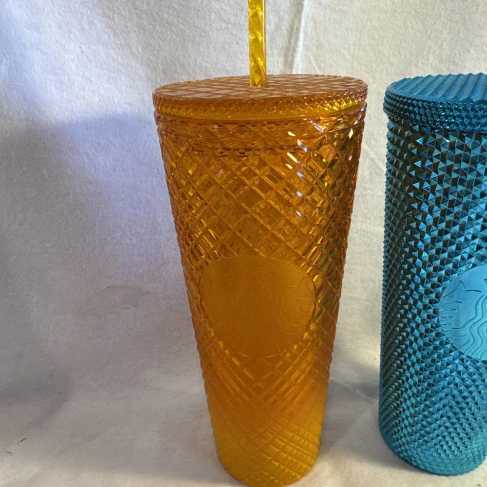 2‎ Starbucks Venti Tumbler Jeweled Summer Mango Ombre & Metallic Turquoise NEW